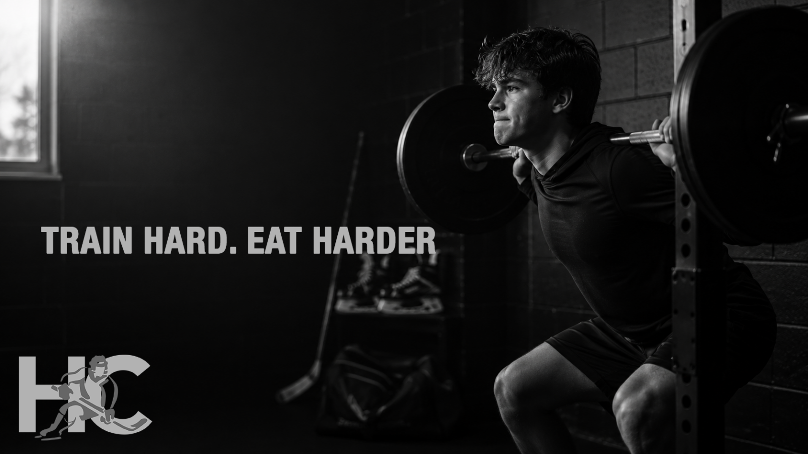 Hockey player training hard in the gym during the off-season
