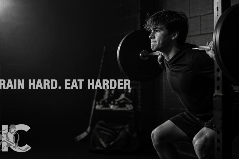 Hockey player training hard in the gym during the off-season